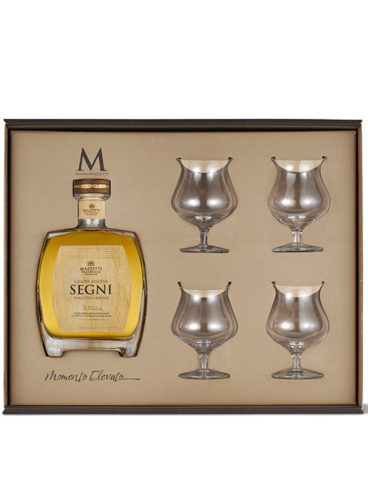 Pack "Momento Elevato Mazzetti" - Grappa Segni + 4 verres